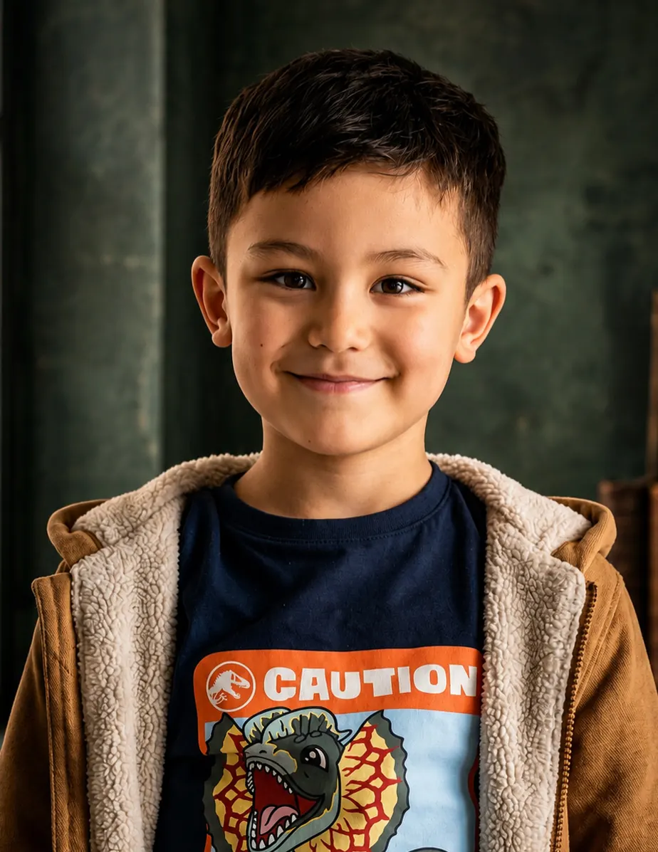 Portrait enfant souriant en studio — photographe portrait Seine-et-Marne